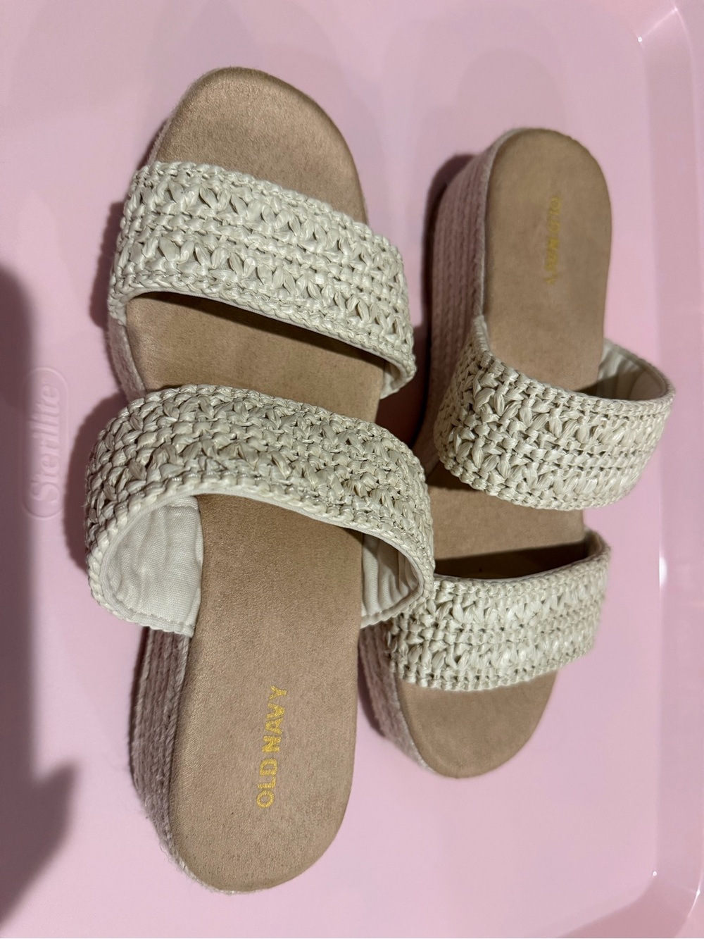 Old Navy Woven Double-Strap Platform Sandal in Cream size 8 - Picture 4 of 6